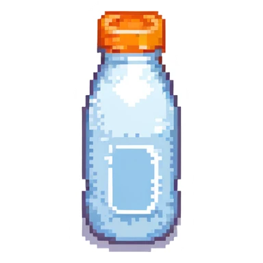 pixel art baby bottle containing milk with orange lid sticker