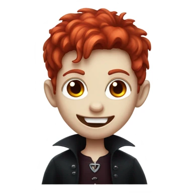 vampire boy with red hair, fangs and fair skin sticker