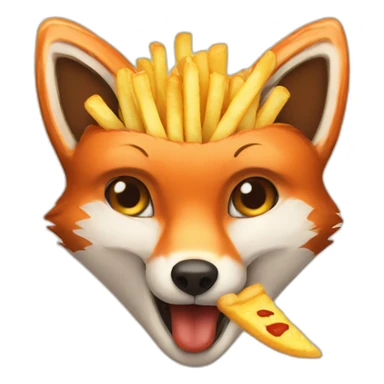 fox eating fries sticker