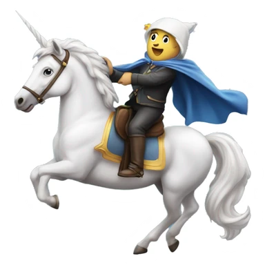 un mago montando un unicornio volador sticker