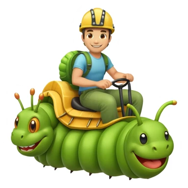 a man riding a green caterpillar sticker