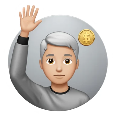 Coin flipped in the air, character already turning away sticker