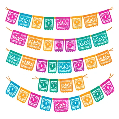 festive one garland of colorful mexican papel picado sticker