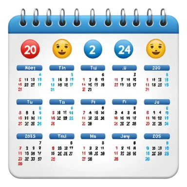ios emoji style calendar featuring just the year 2024 in bold, minimal design sticker