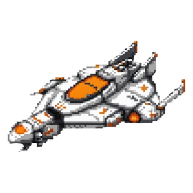 Compact space cruiser with orange accents sticker