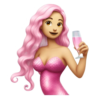 A caucasian mermaid drinking champagne dressed in pink sticker