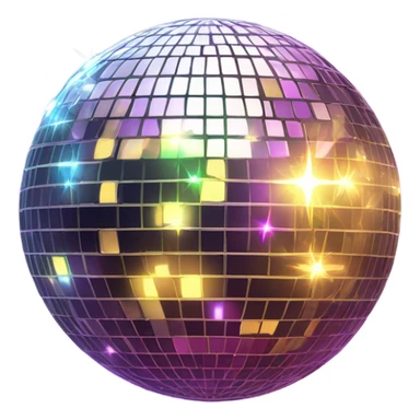 cute disco ball with sparkles around the top right and bottom left sticker