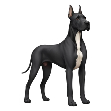 Black Male Great Dane  with no white and has cropped ears in a show stance sticker