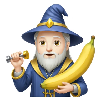 Wizard eating banana and working out with weights sticker
