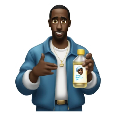 P diddy holding a bottle of baby oil sticker