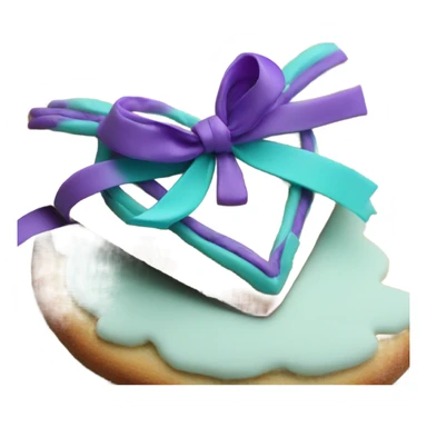 Cookie heart with teal purple support ribbon loop sticker