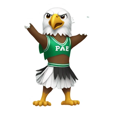 eagle holding green cheerleading pom poms sticker