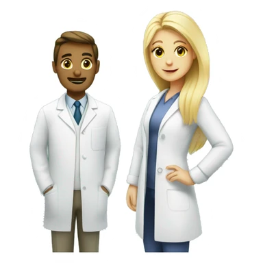 male Chemist in lab and blonde female pharmacist sticker