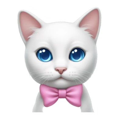 white cat with a pink bow and blue eyes sticker