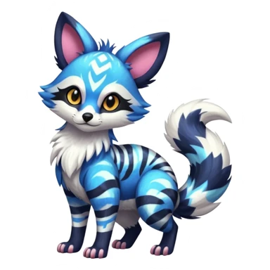 Futuristic furry fluffy floofy feathery tribal marked Genet-Absol-Furret-Zeraora-Primagen-fusion-creature  sticker