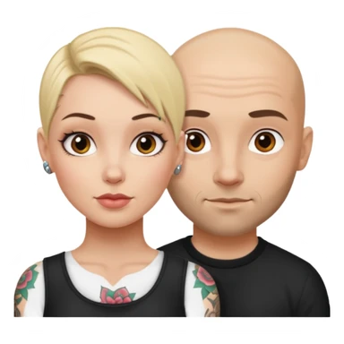 throuple blonde female brunette female with tattoed bald male sticker