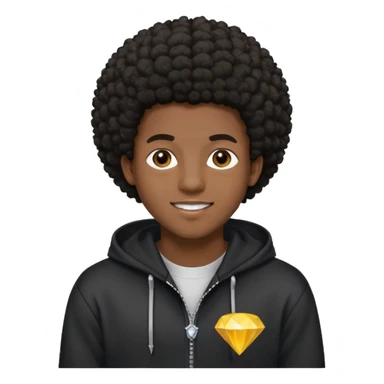 Black young guy who haves afro haircut ,zip hoodie and with a diamond grillz in her tooth sticker