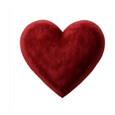 heart with a velvet plush texture, digital illustration, no background sticker