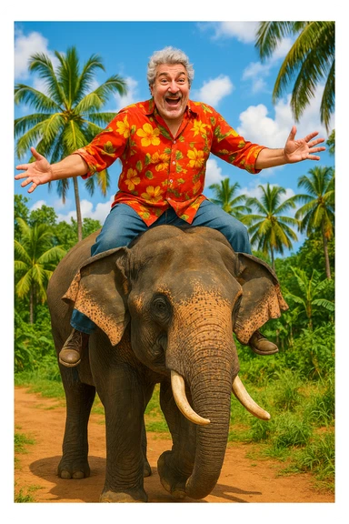 Alain chabat sur un éléphant  sticker