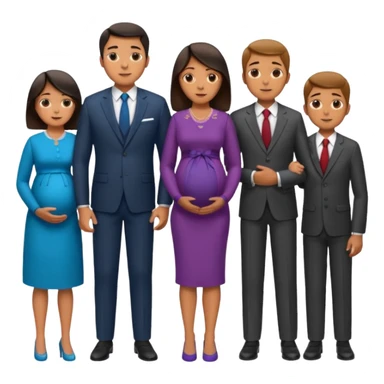Ok keep this just change it a bit. Make them separate from each other so you know who who’s on the side and who’s on the dad side dad‘s family is standing next to him, wife family standing next to her. And T he wife is pregnant. sticker