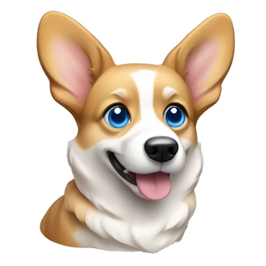 skinny tan and white corgi with bright blue eyes and pointy ears sticker