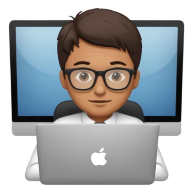 man working on his computer sticker