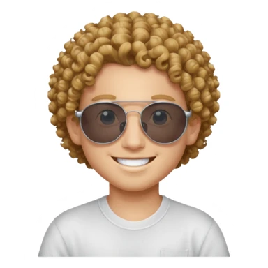 chico con pelo rizado, piel blanca y unas gafas de sol y2k sticker