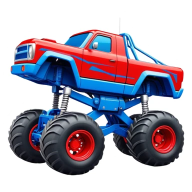 Avenger - Monster Jam (Model Year: 2021) (Iconic colour: Blue and red) - A dynamic monster truck with a split-color scheme: predominantly blue accented by bold red elements. Focus on strong, angular lines and vivid contrasting colors that evoke high energy and a futuristic, rebellious style. sticker