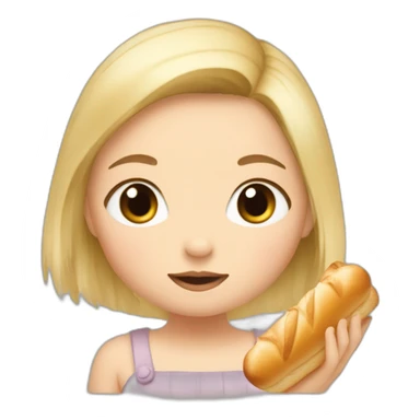 Bébé fille blonde avec baguette de pain et Totoro  sticker