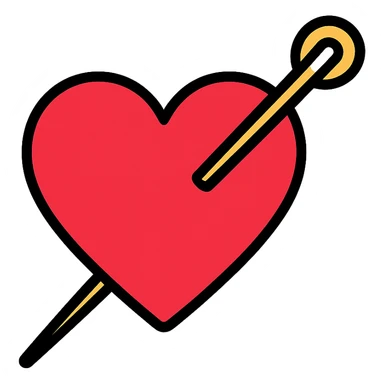 heart pierced by a needle sticker