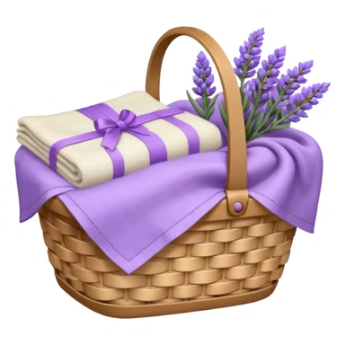 Basket of linens and lavender sticker