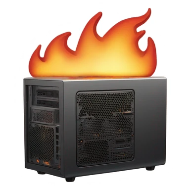 A micro atx computer surrounded by fire after playing call of duty all night long with the boys  sticker