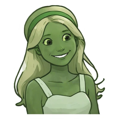 blonde long hair smiling girl in white portrait green eyes sticker