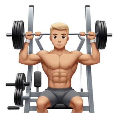 A focused athlete using a gym machine, lifting weights with determination. The gym has modern equipment, mirrors reflecting strength, and a motivating atmosphere. The athlete's concentration shows dedication and commitment to fitness sticker