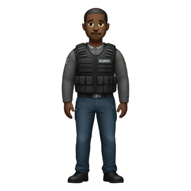 black man standing full body with stab vest  sticker