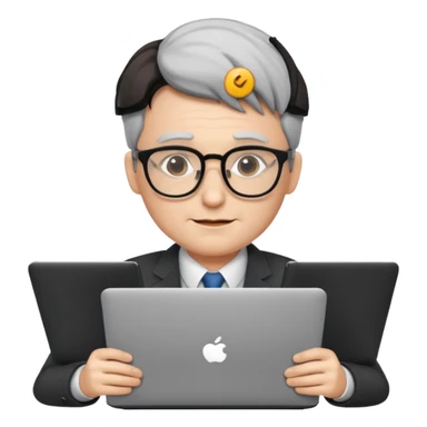 un profesor que este parado con sus lentes y su laptop sticker