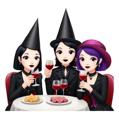 goth artists enjoying wine Party at a french Parisian SPAM meat cafe LANDSCAPE  sticker