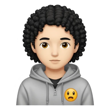 Gut wearing a hoodie with black curly hair sticker