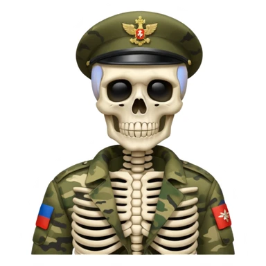 generate a realistic skeleton in Russian military camouflage sticker