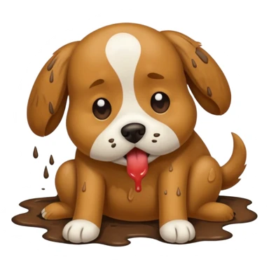 the dog is vomiting on the floor sticker