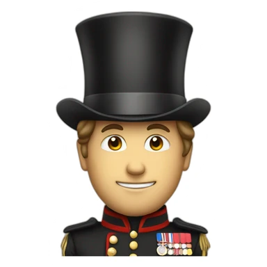 british man with a cup and hes actually with a tophat and a army outfit  sticker