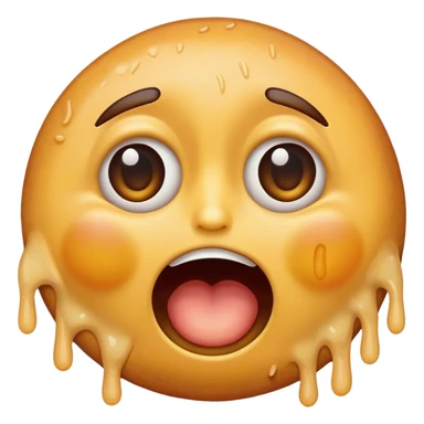 Ridiculous caricature of the laughy-crying emoji, deep-fried with eyes wife open sticker