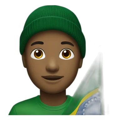 Black boy using lacoste beanie with brazil flag sticker