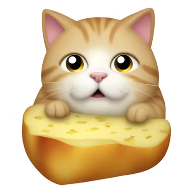 A fat cat eats potatoes sticker