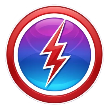 Red and blue lightening in a circle shape with effects like real lightening with purple effects  sticker