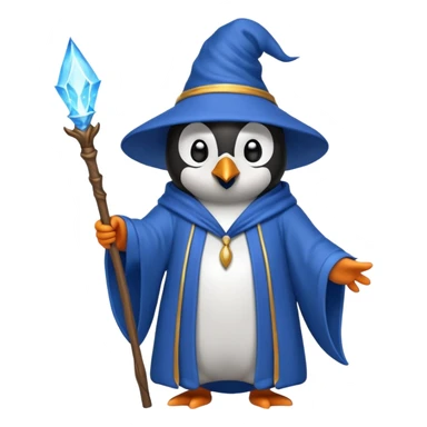 penguin wizard casting a spell sticker