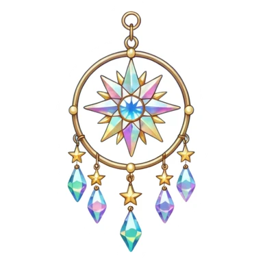Sparkly glittery aesthetic chained I ridescent suncatcher hanging crystals and tiny stars aesthetic decoration sticker