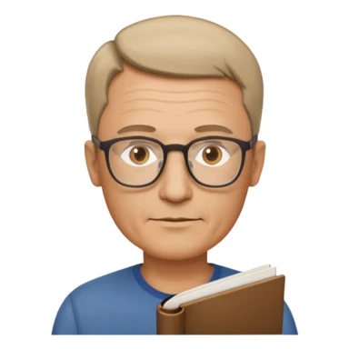 hombre, 50 años pelo poco rapado delgado con gafas de lectura sticker