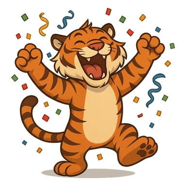 tiger celebrating, variation 4 sticker