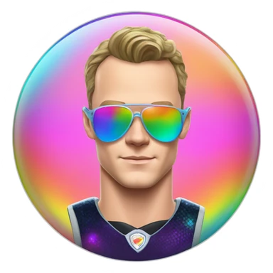 Fancy disco futuristic Jonathan Toews in rainbow bubble sticker